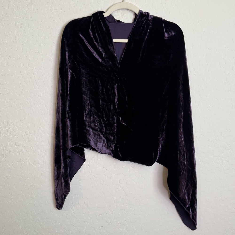 Dana Herbert Women Silk Rayon Velvet Poncho OS Asymmetrical Wrap Whimsigoth
